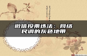 微信投票违法：网络民调的灰色地带