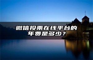 微信投票在线平台的年费是多少？