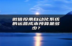 微信投票自动化系统的运营成本预算是多少？