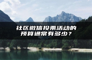 社区微信投票活动的预算通常有多少？