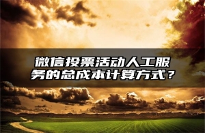 微信投票活动人工服务的总成本计算方式？