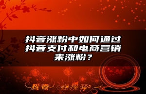 抖音涨粉中如何通过抖音支付和电商营销来涨粉？