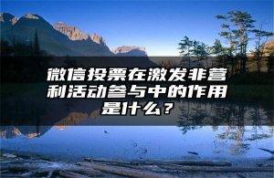 微信投票在激发非营利活动参与中的作用是什么？