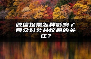 微信投票怎样影响了民众对公共议题的关注？