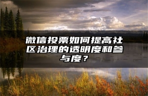 微信投票如何提高社区治理的透明度和参与度？