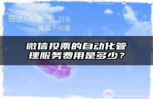 微信投票的自动化管理服务费用是多少？