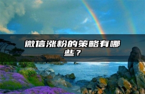 微信涨粉的策略有哪些？