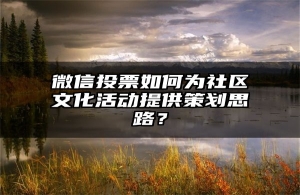 微信投票如何为社区文化活动提供策划思路？