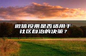 微信投票是否适用于社区自治的决策？