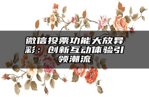 微信投票功能大放异彩：创新互动体验引领潮流