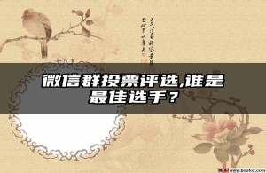 微信群投票评选,谁是最佳选手？