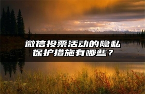 微信投票活动的隐私保护措施有哪些？