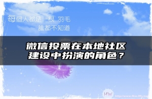 微信投票在本地社区建设中扮演的角色？