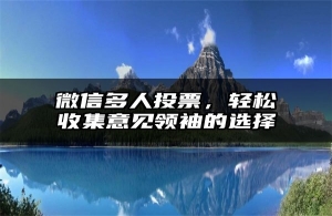 微信多人投票，轻松收集意见领袖的选择