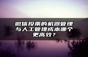 微信投票的机器管理与人工管理成本哪个更高效？