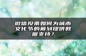 微信投票如何为城市文化节的筹划提供数据支持？