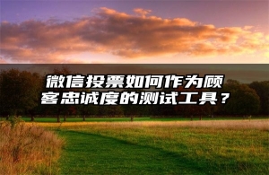 微信投票如何作为顾客忠诚度的测试工具？