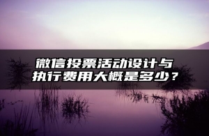 微信投票活动设计与执行费用大概是多少？