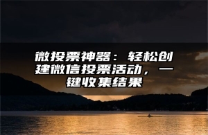 微投票神器：轻松创建微信投票活动，一键收集结果