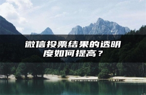 微信投票结果的透明度如何提高？
