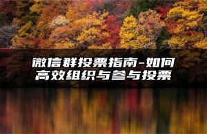 微信群投票指南-如何高效组织与参与投票