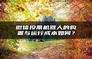 微信投票机器人的购置与运行成本如何？