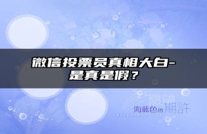 微信投票员真相大白-是真是假？