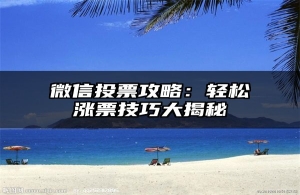 微信投票攻略：轻松涨票技巧大揭秘