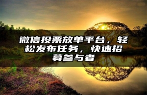 微信投票放单平台，轻松发布任务，快速招募参与者