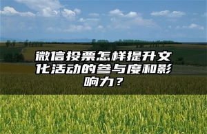 微信投票怎样提升文化活动的参与度和影响力？