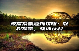 微信投票赚钱攻略：轻松投票，快速获利