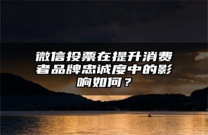 微信投票在提升消费者品牌忠诚度中的影响如何？