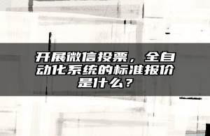 开展微信投票，全自动化系统的标准报价是什么？