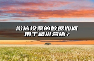 微信投票的数据如何用于精准营销？
