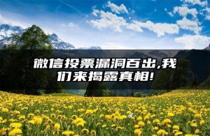 微信投票漏洞百出,我们来揭露真相!