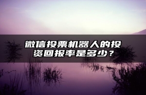 微信投票机器人的投资回报率是多少？