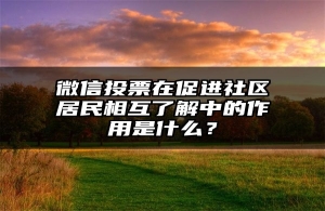 微信投票在促进社区居民相互了解中的作用是什么？