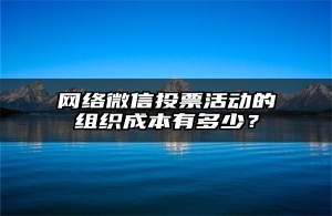 网络微信投票活动的组织成本有多少？