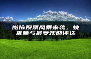 微信投票风暴来袭，快来参与最受欢迎评选
