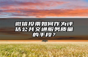 微信投票如何作为评估公共交通服务质量的手段？