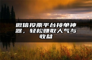 微信投票平台接单神器，轻松赚取人气与收益