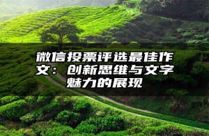 微信投票评选最佳作文：创新思维与文字魅力的展现