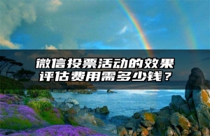 微信投票活动的效果评估费用需多少钱？