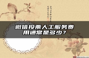微信投票人工服务费用通常是多少？