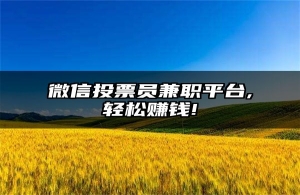 微信投票员兼职平台,轻松赚钱!