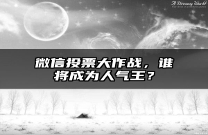 微信投票大作战，谁将成为人气王？