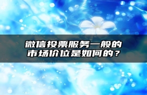 微信投票服务一般的市场价位是如何的？