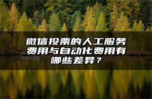 微信投票的人工服务费用与自动化费用有哪些差异？