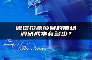 微信投票项目的市场调研成本有多少？