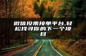 微信投票接单平台,轻松找寻你的下一个项目